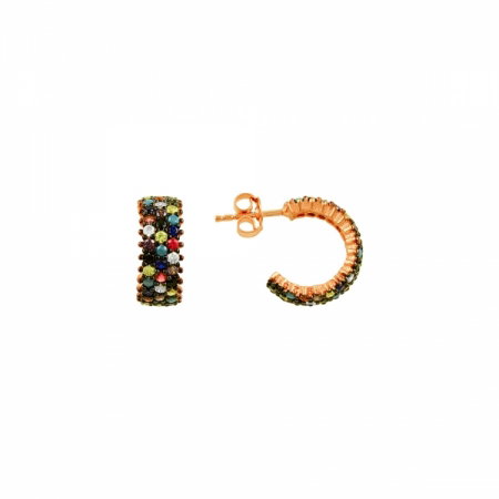 Cercei argint 925 placat cu aur roz si zirconii multicolore - Be Nature ETU0040 [0]